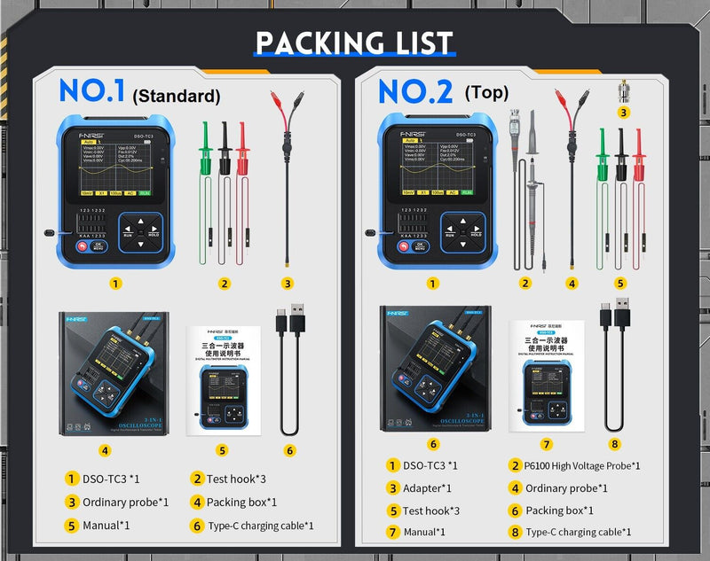 Load image into Gallery viewer, FNIRSI DSO-TC3 Handheld Digital Oscilloscope Transistor Tester Function Signal Generator 3 in 1 Multifunction Standard(7) - FN-DSO-TC3-STD-OSCP - Fnirsi - ALTWAYLAB
