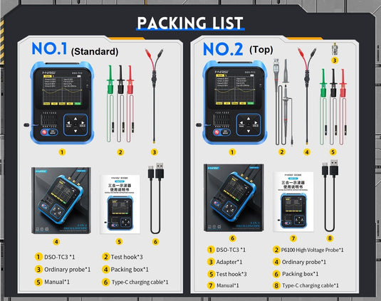 FNIRSI DSO-TC3 Handheld Digital Oscilloscope Transistor Tester Function Signal Generator 3 in 1 Multifunction Standard(7) - FN-DSO-TC3-STD-OSCP - Fnirsi - ALTWAYLAB