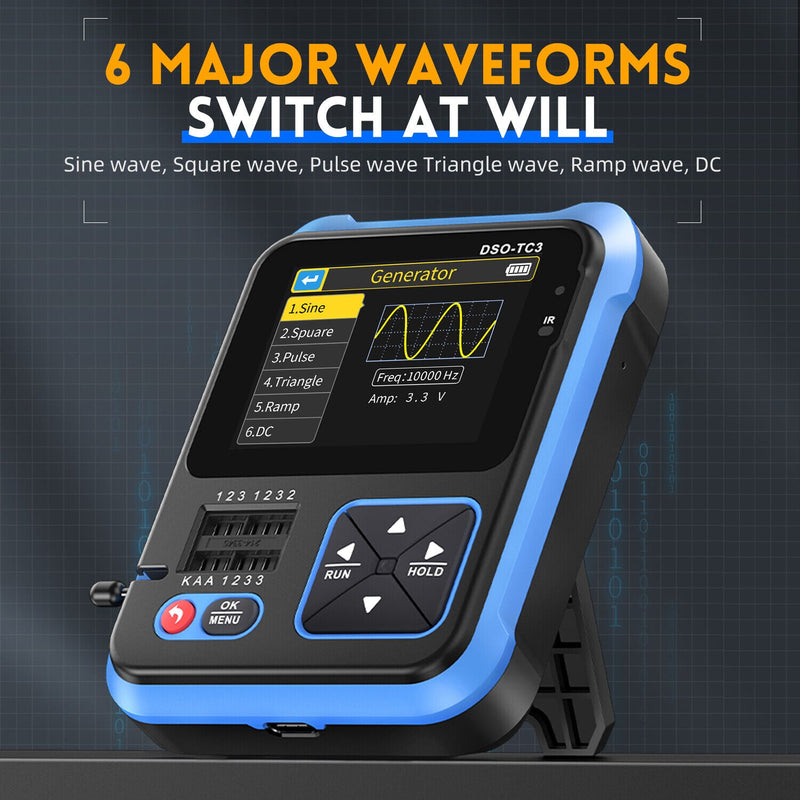 Load image into Gallery viewer, FNIRSI DSO-TC3 Handheld Digital Oscilloscope Transistor Tester Function Signal Generator 3 in 1 Multifunction Standard(3) - FN-DSO-TC3-STD-OSCP - Fnirsi - ALTWAYLAB
