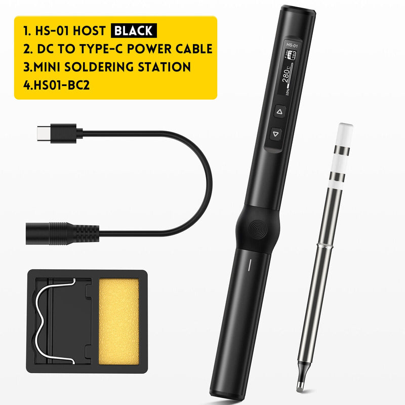 Load image into Gallery viewer, FNIRSI HS-01 Smart Electric Soldering Iron HS01-Base Set(12) - FN-HS01-BK - Fnirsi - ALTWAYLAB
