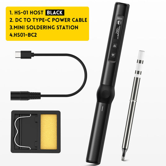 FNIRSI HS-01 Smart Electric Soldering Iron HS01-Base Set(12) - FN-HS01-BK - Fnirsi - ALTWAYLAB