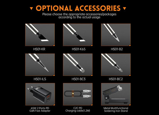 FNIRSI HS-01 Smart Electric Soldering Iron HS01-Base Set+Power Supply+C2C Cable(17) - FN-HS01-BK-PS-C2C - Fnirsi - ALTWAYLAB