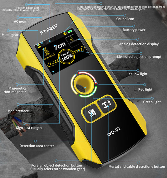 FNIRSI WD-02 Wall Detector Stud Finder New Design Positioning Hole TFT Display AC Cable Wires Metal (5) - FN-WD-02-SCR - Fnirsi - ALTWAYLAB