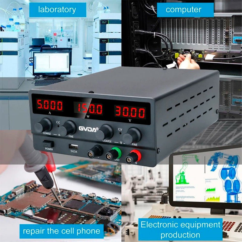 Load image into Gallery viewer, GVDA USB DC Regulated Switching Power Supply Adjustable SPS-H305 / SPS-H605 / SPS-H3010 DC Power Supply SPS-H305(7) - GVDA-LAB-ADJ-DC-RSPS-H305-BK-EU - GVDA Technology - ALTWAYLAB
