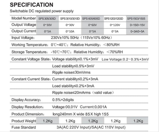 GVDA USB DC Regulated Switching Power Supply Adjustable SPS-H305 / SPS-H605 / SPS-H3010 DC Power Supply SPS-H305(9) - GVDA-LAB-ADJ-DC-RSPS-H305-BK-EU - GVDA Technology - ALTWAYLAB