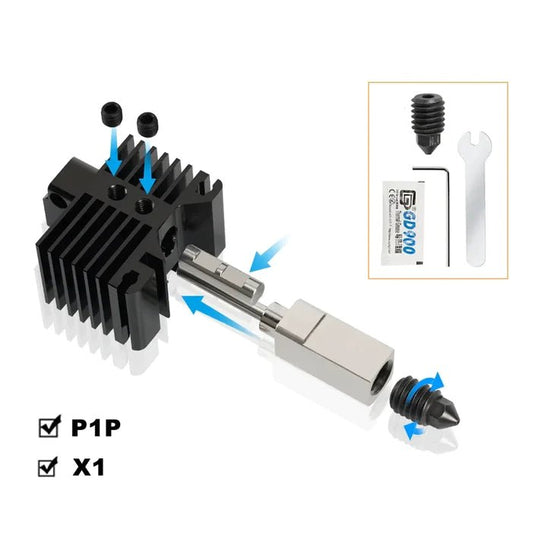 Hardened Steel Hotend for Bambu Lab Carbon X1 & P1P (3) - B02257 - Kingroon - ALTWAYLAB