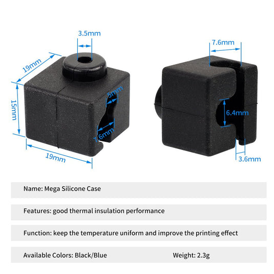 Heating Block Silicone Socks for E3D V5 / E3D V6 / MK8 / E3D volcano for V5 Heating Block(Mega S 3D Printer)-Black(12) - B01909 - Kingroon - ALTWAYLAB