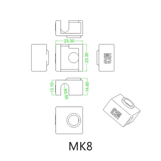 Heating Block Silicone Socks for E3D V5 / E3D V6 / MK8 / E3D volcano for MK7 / MK8 Heating Block(20) - B1171 - Kingroon - ALTWAYLAB