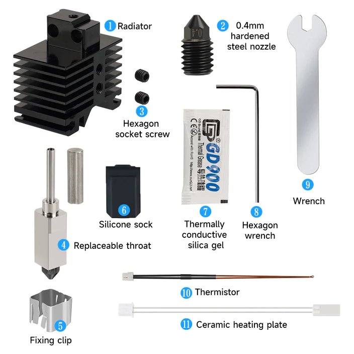 Load image into Gallery viewer, Hotend Kit For Bambu Lab X1 P1P X1C 500°C Upgraded Plated Copper Heater Block 3D (6) - B02304 - Kingroon - ALTWAYLAB
