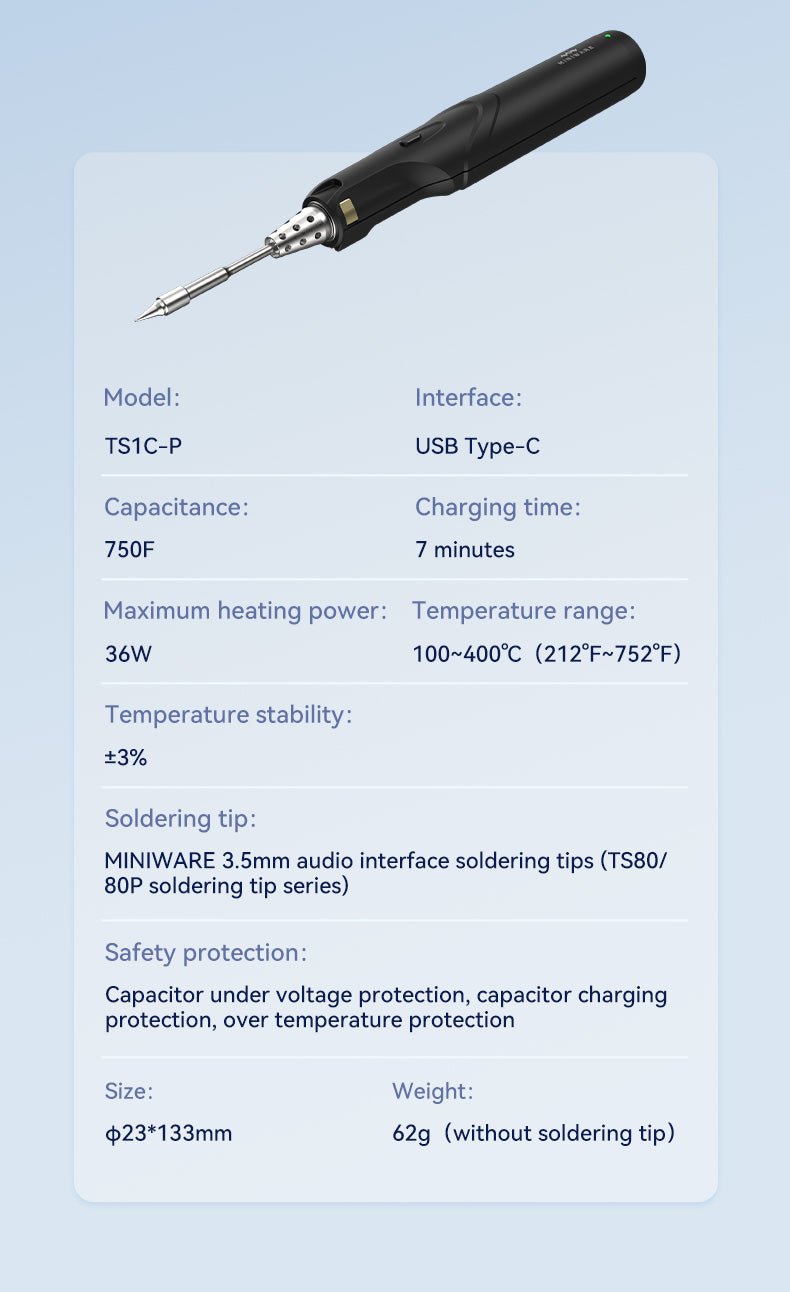 Load image into Gallery viewer, Miniware Cordless Soldering Station TS1C TS1C + TS-B02(8) - MNWTS1C-TSB02 - Miniware - ALTWAYLAB
