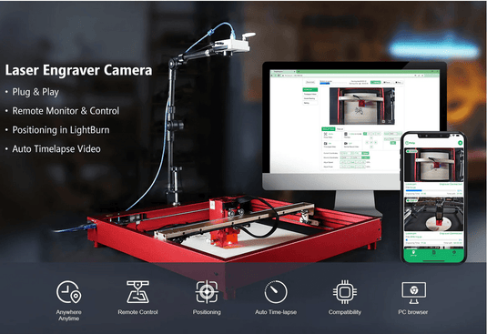 Mintion | Lasercam for Laser Engraver/Cutter | Remote Monitor & Control | Positioning | Fire Detection Mintion Lasercam For Laser Engraver | EU Plug(2) - MIN-LASCAM-EU - Mintion - ALTWAYLAB