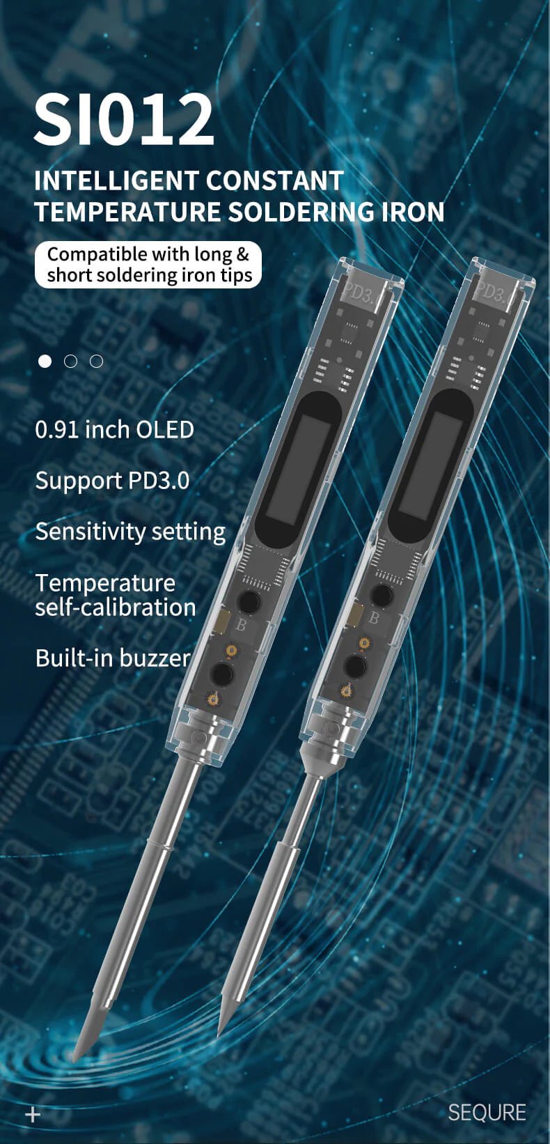 Load image into Gallery viewer, SEQURE SI012 Electric Soldering Iron PCB Black(2) - SI012TSB2HZ - Sequre - ALTWAYLAB
