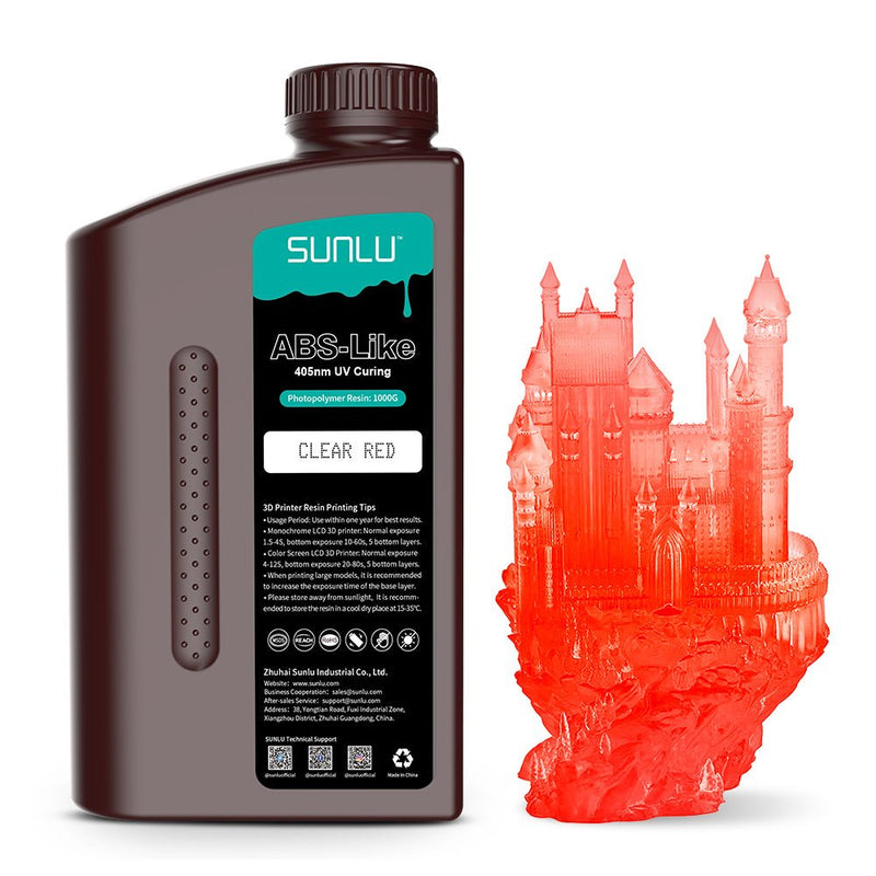 Load image into Gallery viewer, SUNLU ABS-Like 3D Printer Rapid Resin Clear Red(5) - SUNABSLRCLR1 - SUNLU - ALTWAYLAB
